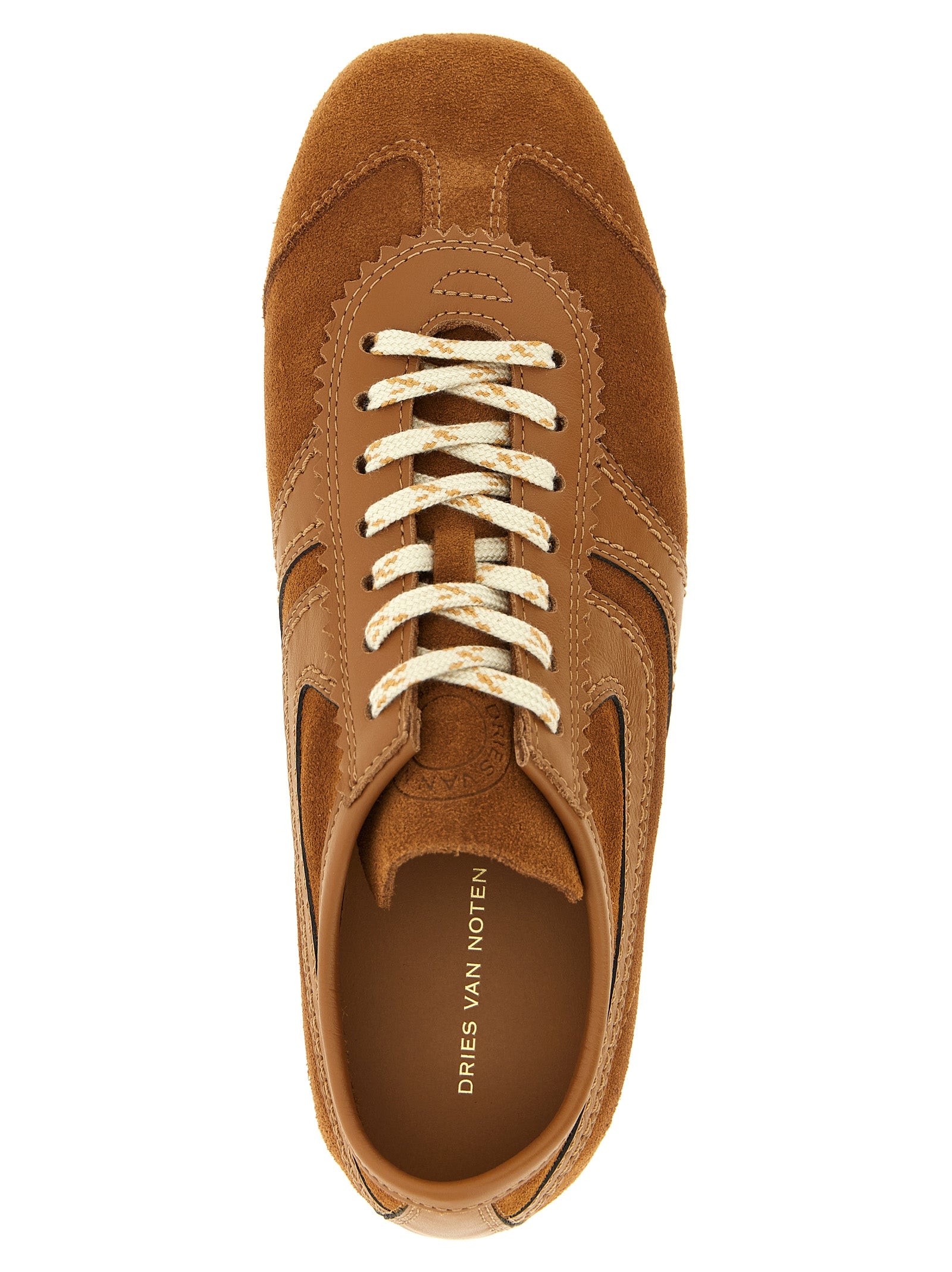 Dries Van Noten 80% calfskin leather flat in brown — view 4