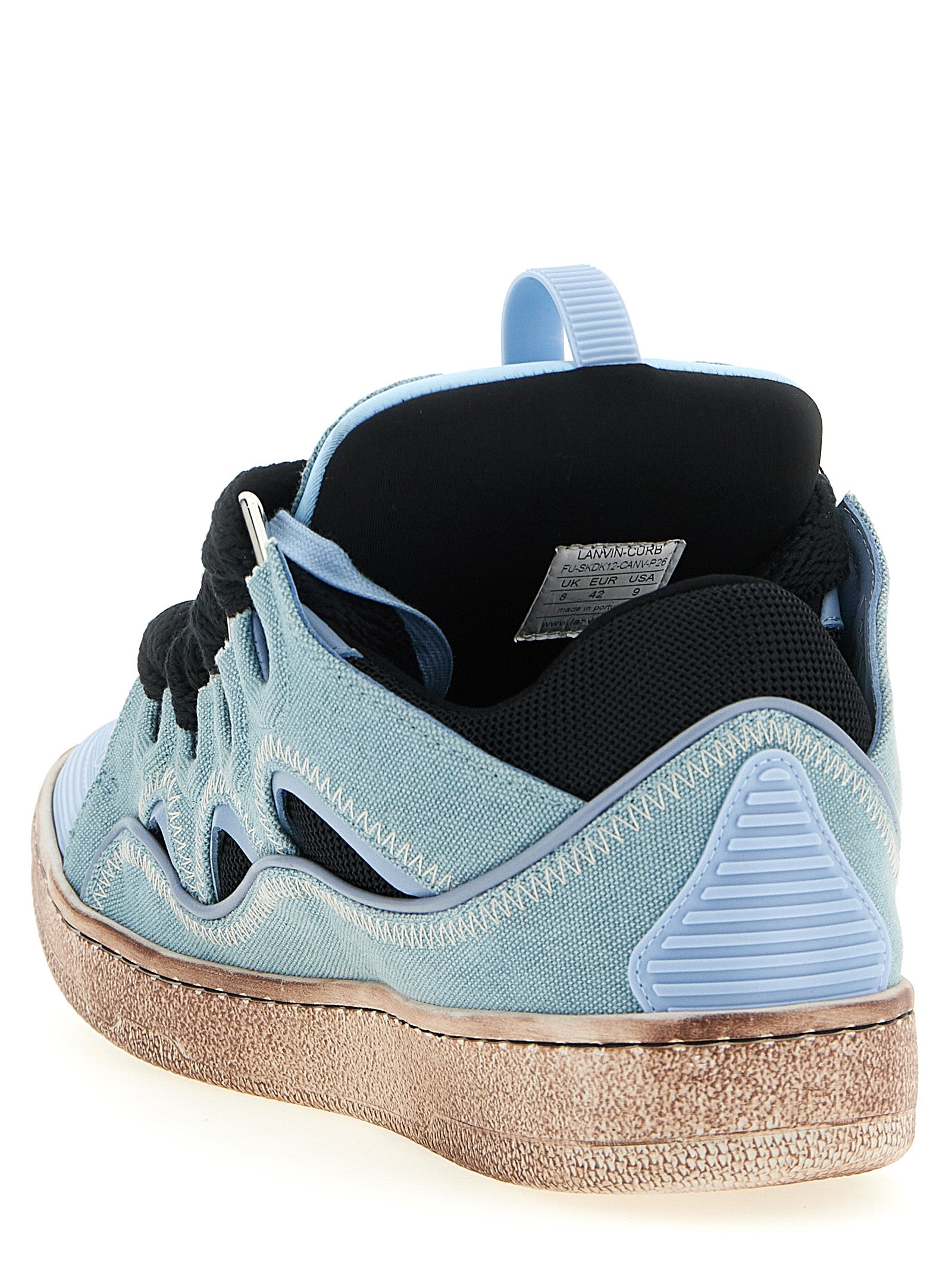 Lanvin 76% cotton sneaker in blue — view 3