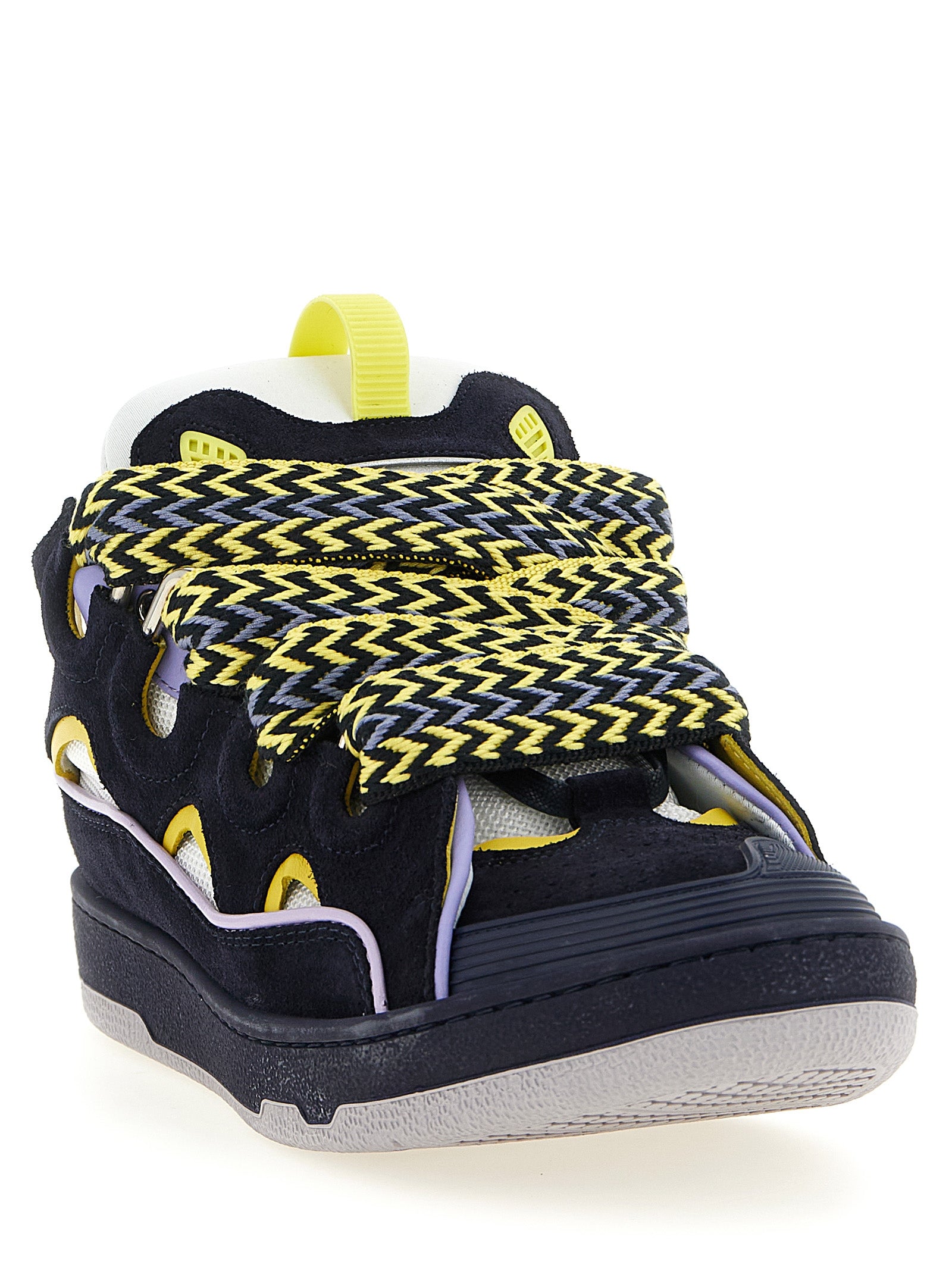 Lanvin 76% calfskin leather sneaker in black — view 2