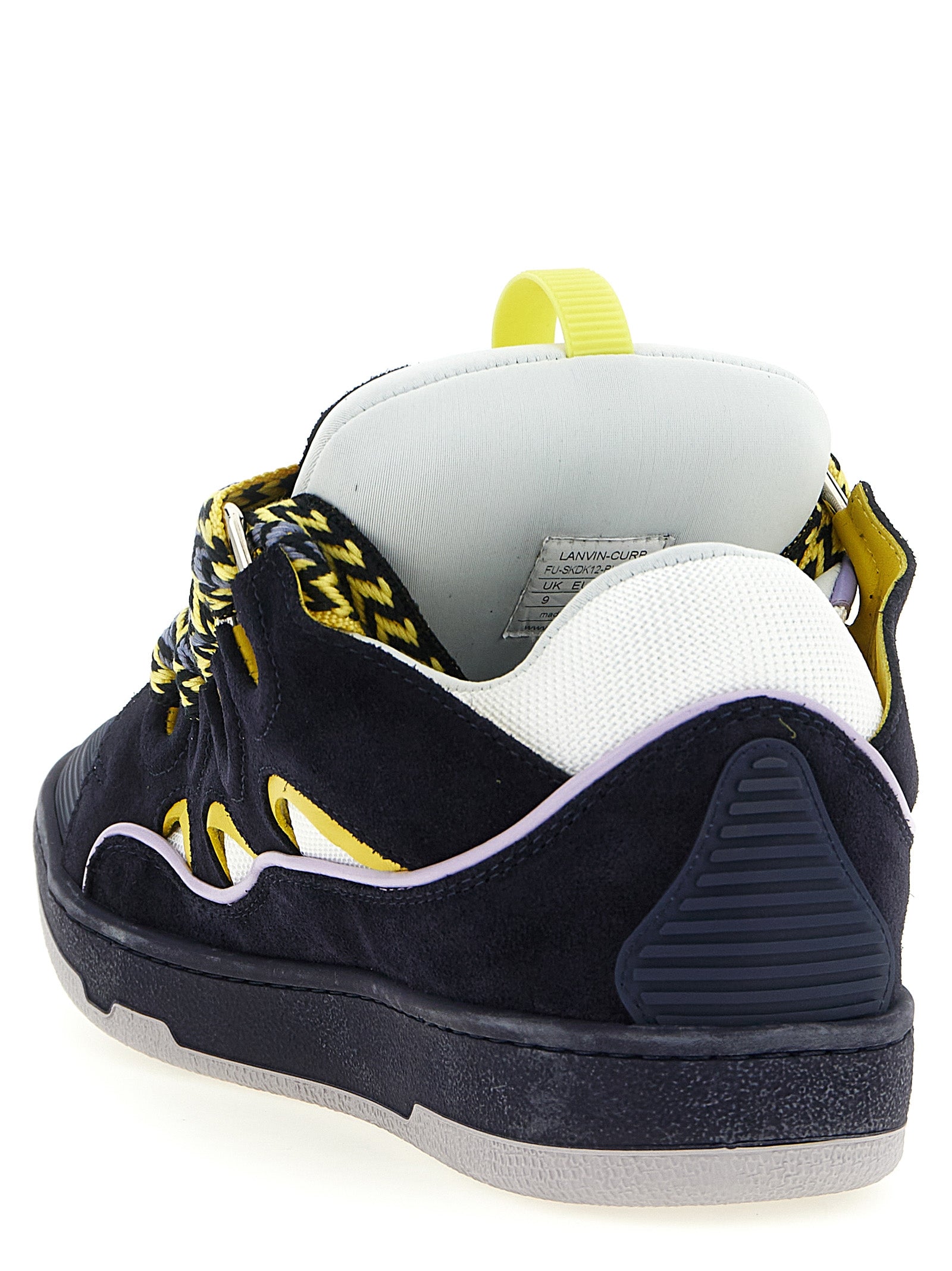 Lanvin 76% calfskin leather sneaker in black — view 3