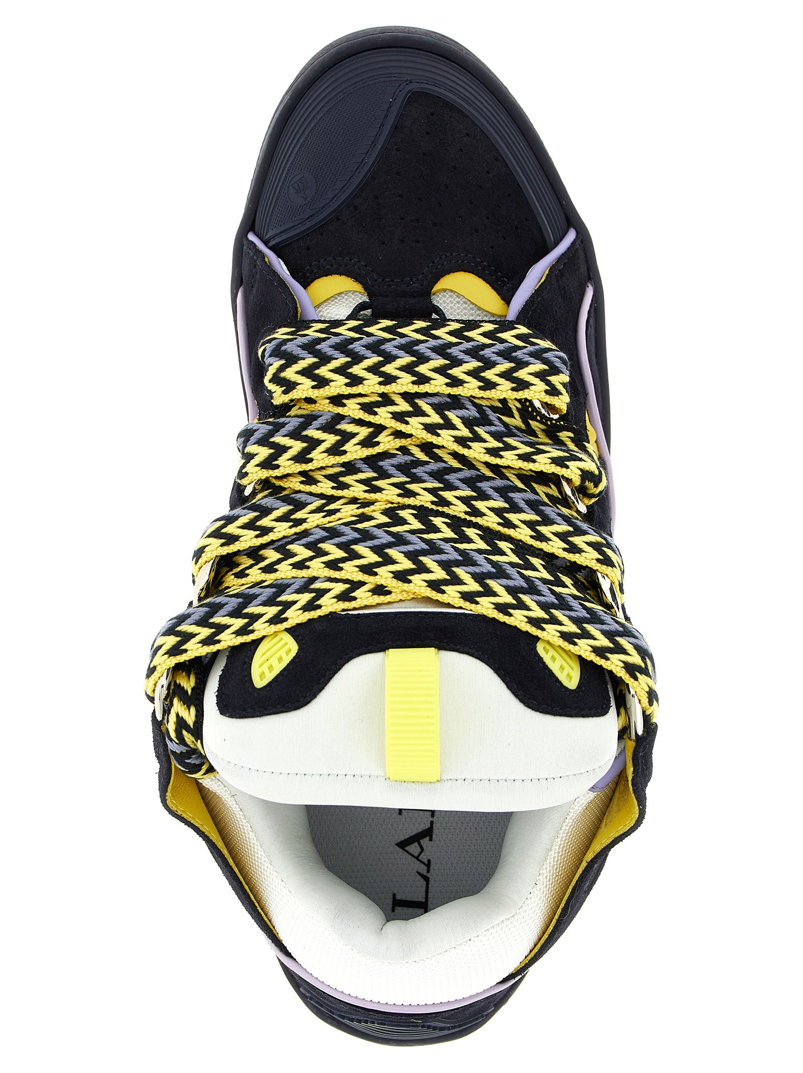 Lanvin 76% calfskin leather sneaker in black — view 4