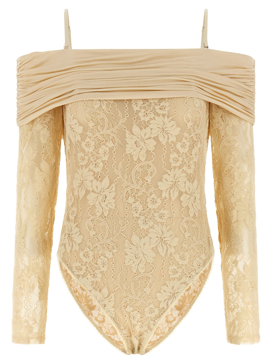 Zimmermann 90% Polyamide bodysuit in beige