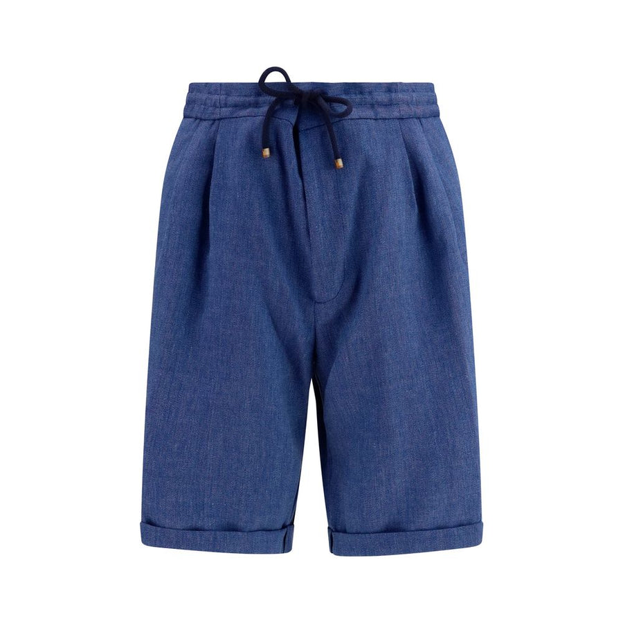 Brunello Cucinelli 60% Linen bermuda shorts in blue