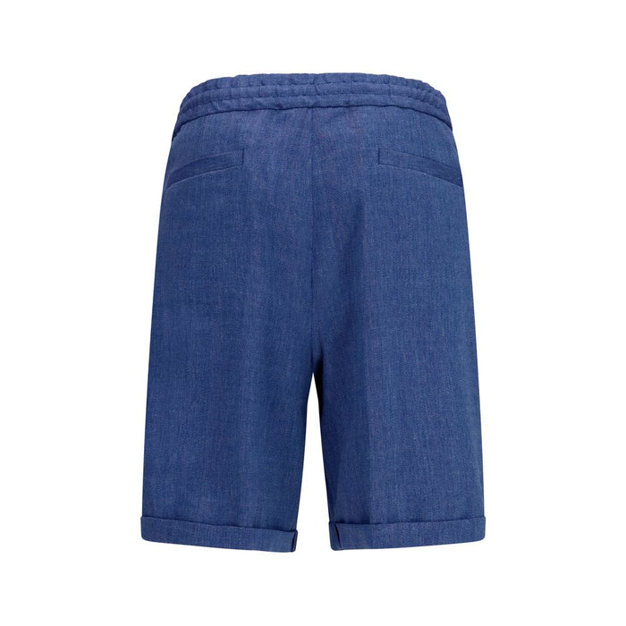 Brunello Cucinelli 60% Linen bermuda shorts in blue — view 2