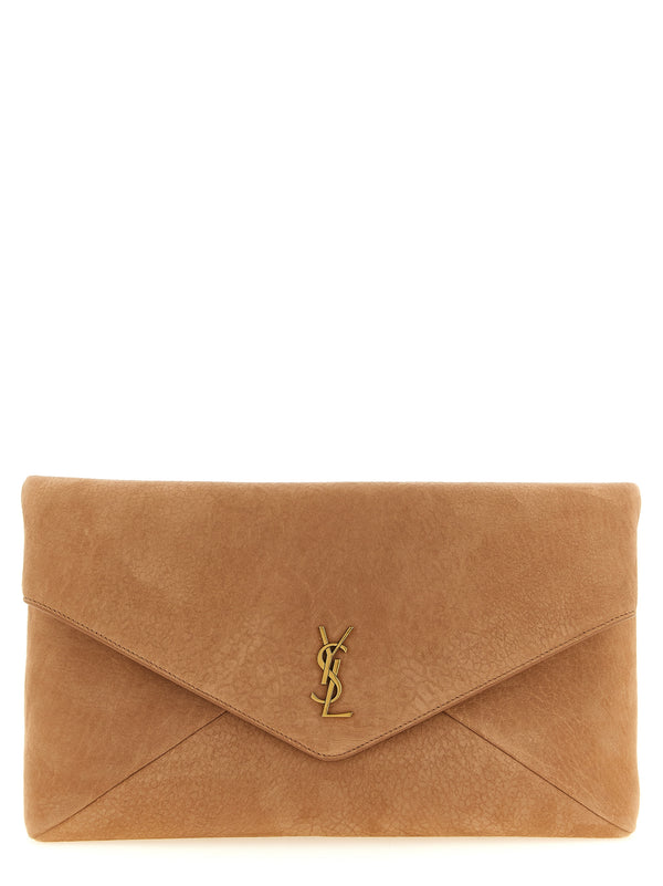 Saint Laurent 100% Lamb Leather clutch in brown
