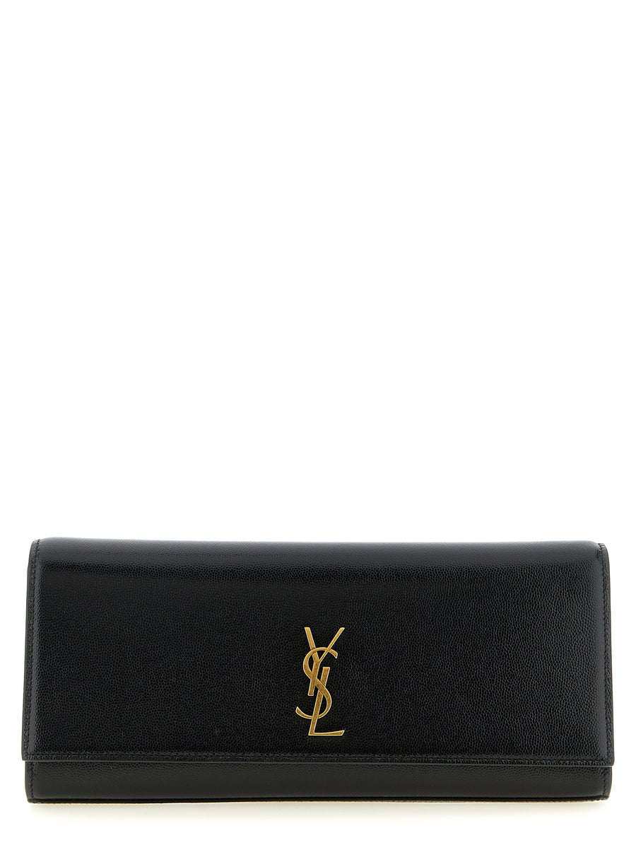 Saint Laurent 100% calfskin leather clutch in black