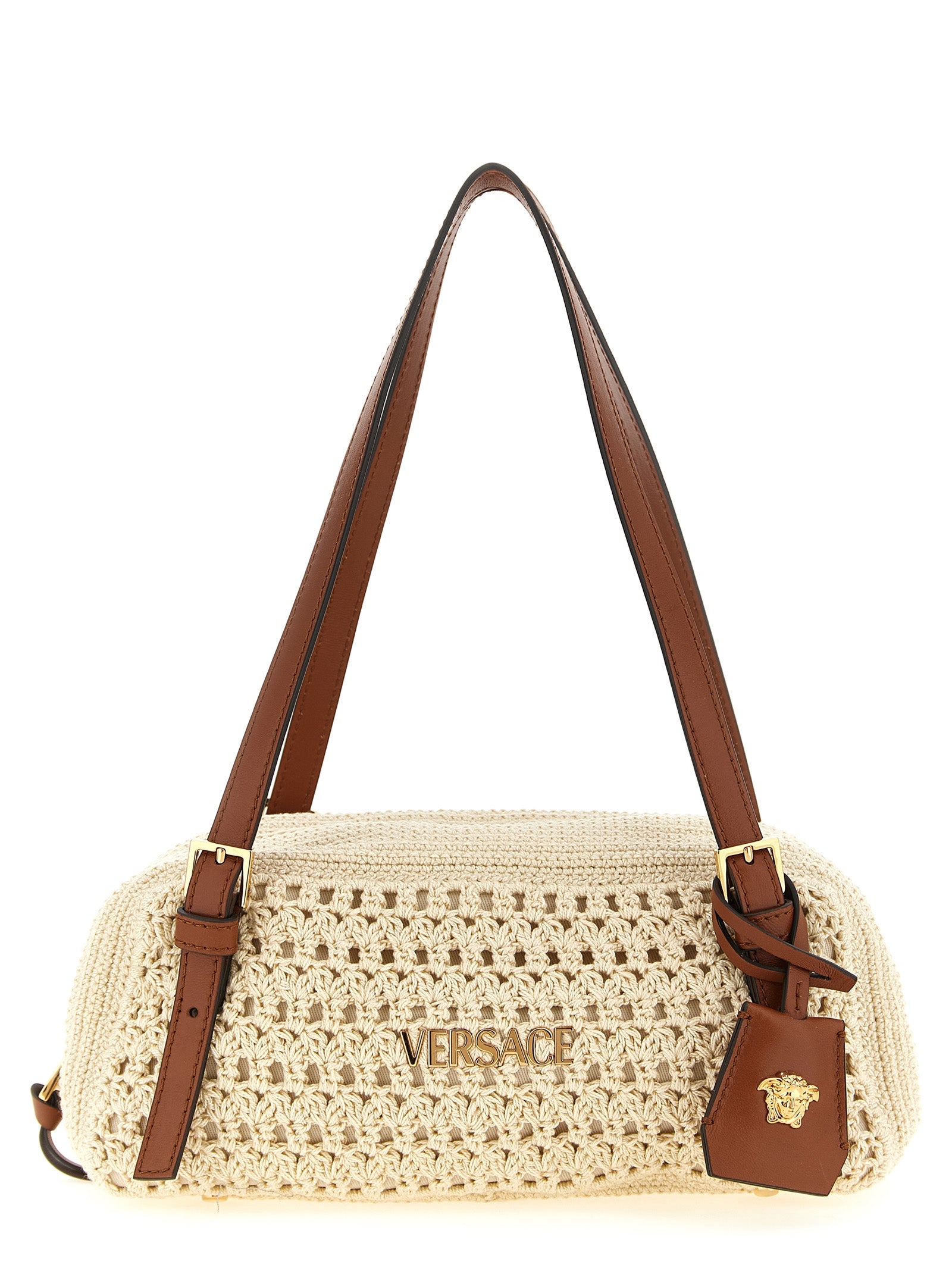 Beige Cotton Shoulder Bag