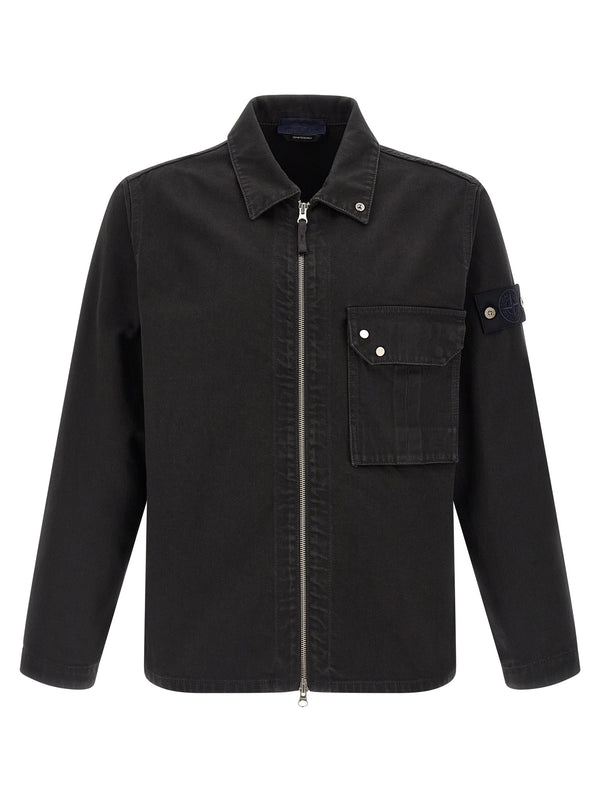 Stone Island 100% Cotton overshirt in black