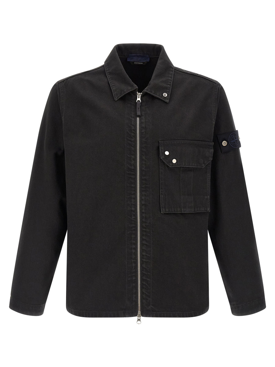 Stone Island 100% Cotton overshirt in black
