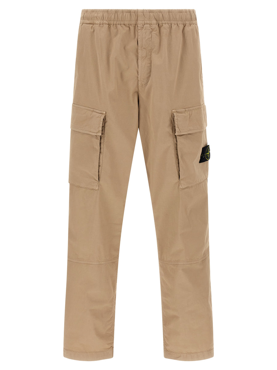 Stone Island 97% cotton cargo pants in beige