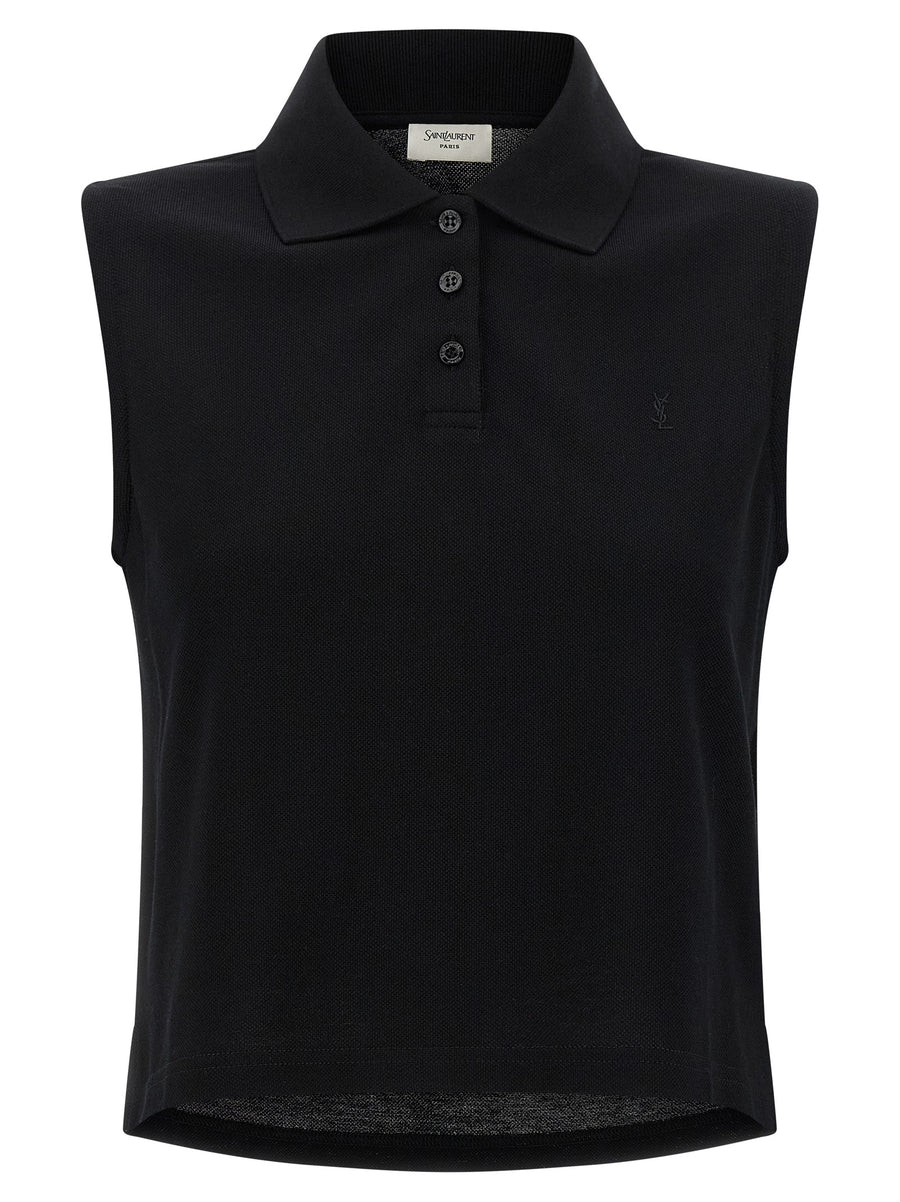 Saint Laurent 100% cotton tank top in black