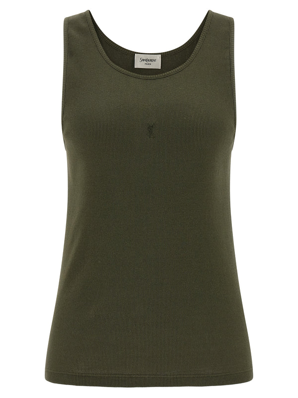 Saint Laurent 100% cotton tank top in green