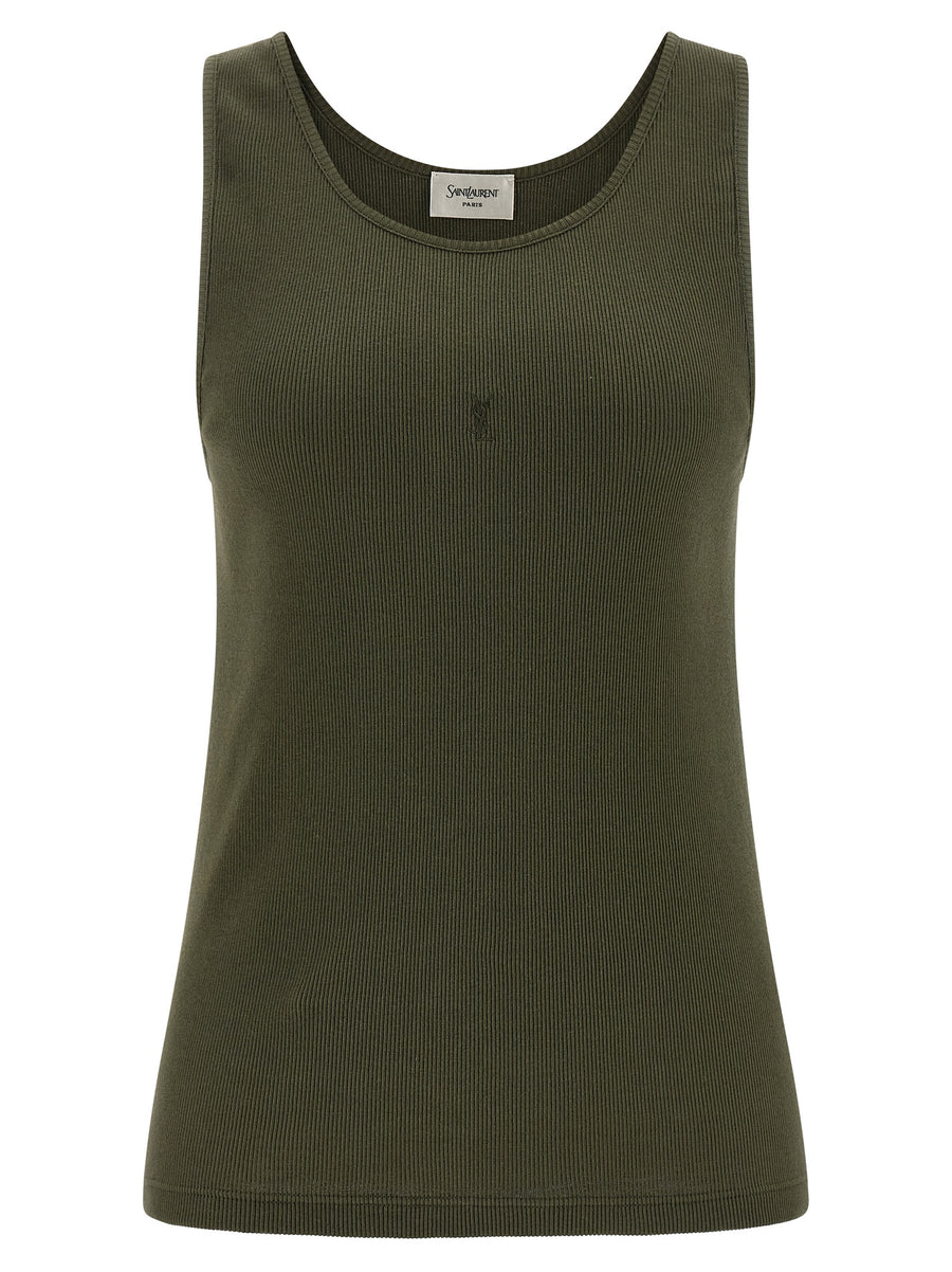 Saint Laurent 100% cotton tank top in green
