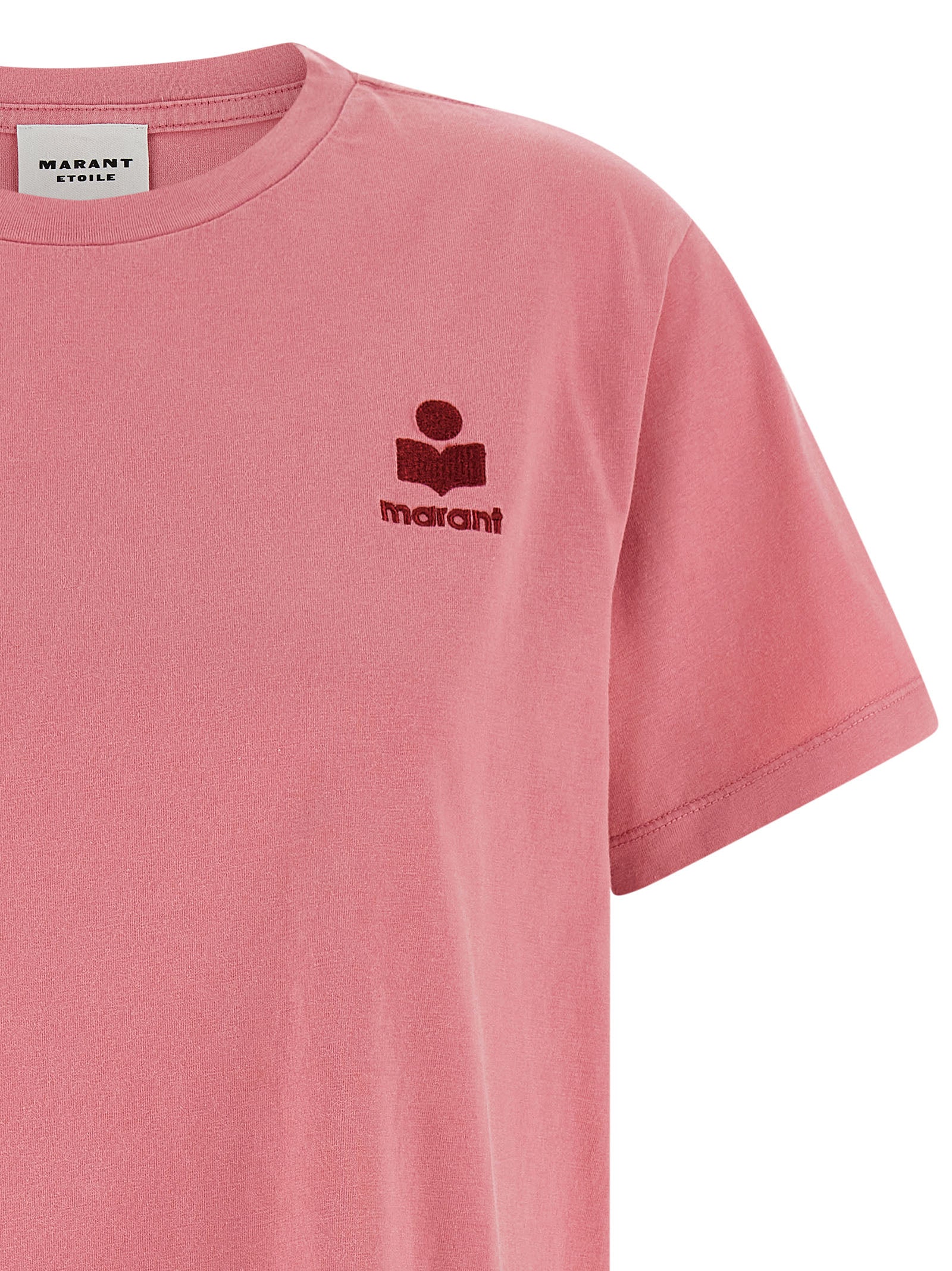 Marant Etoile 100% cotton t-shirt in pink — view 3