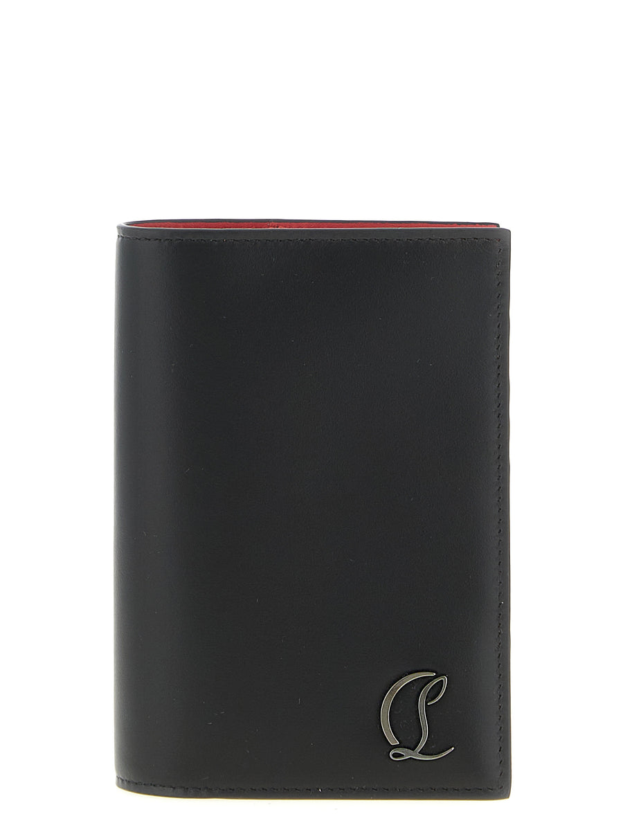 Christian Louboutin 100% calfskin leather wallet in black