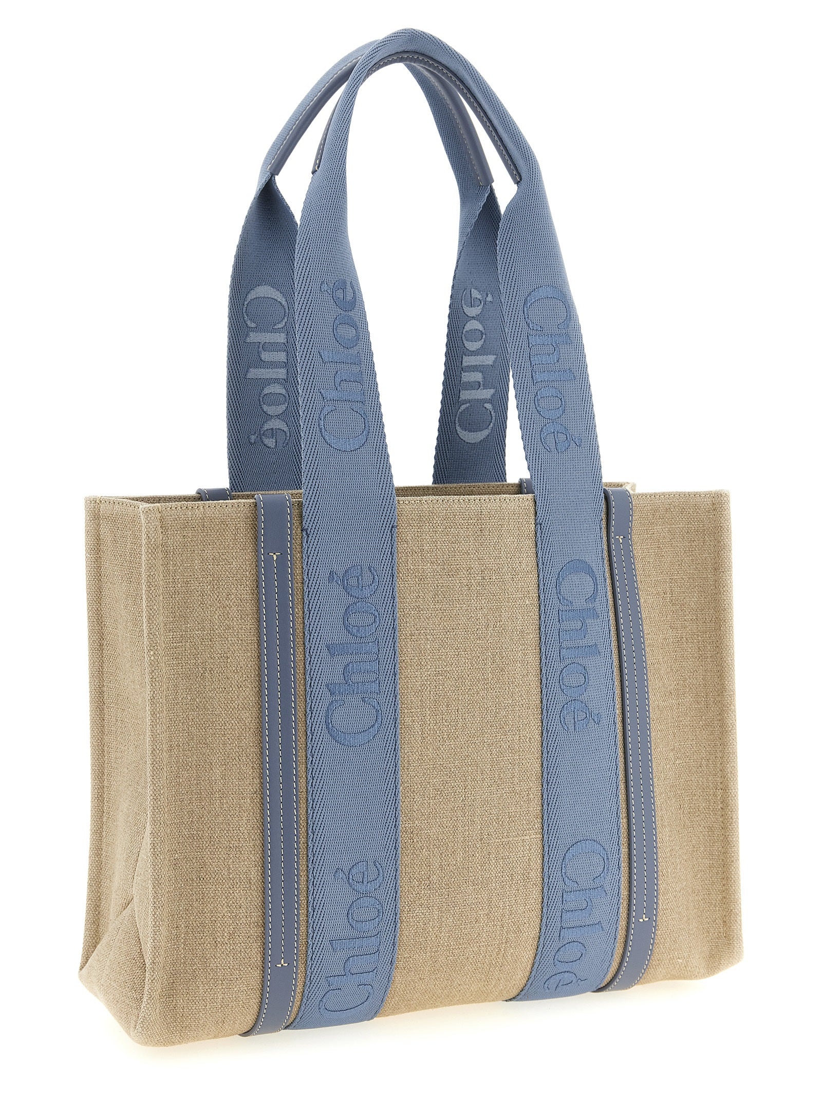 Blue Linen Tote Bag