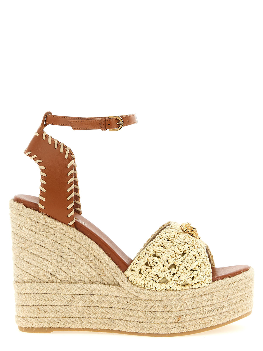 Versace 100% lamb leather espadrille sandal in beige