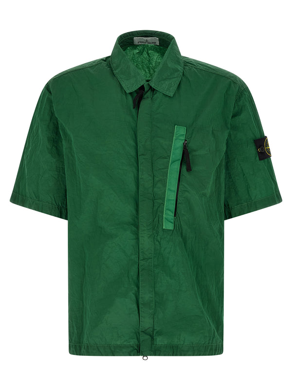 Stone Island 100% polyamide fibers overshirt in green