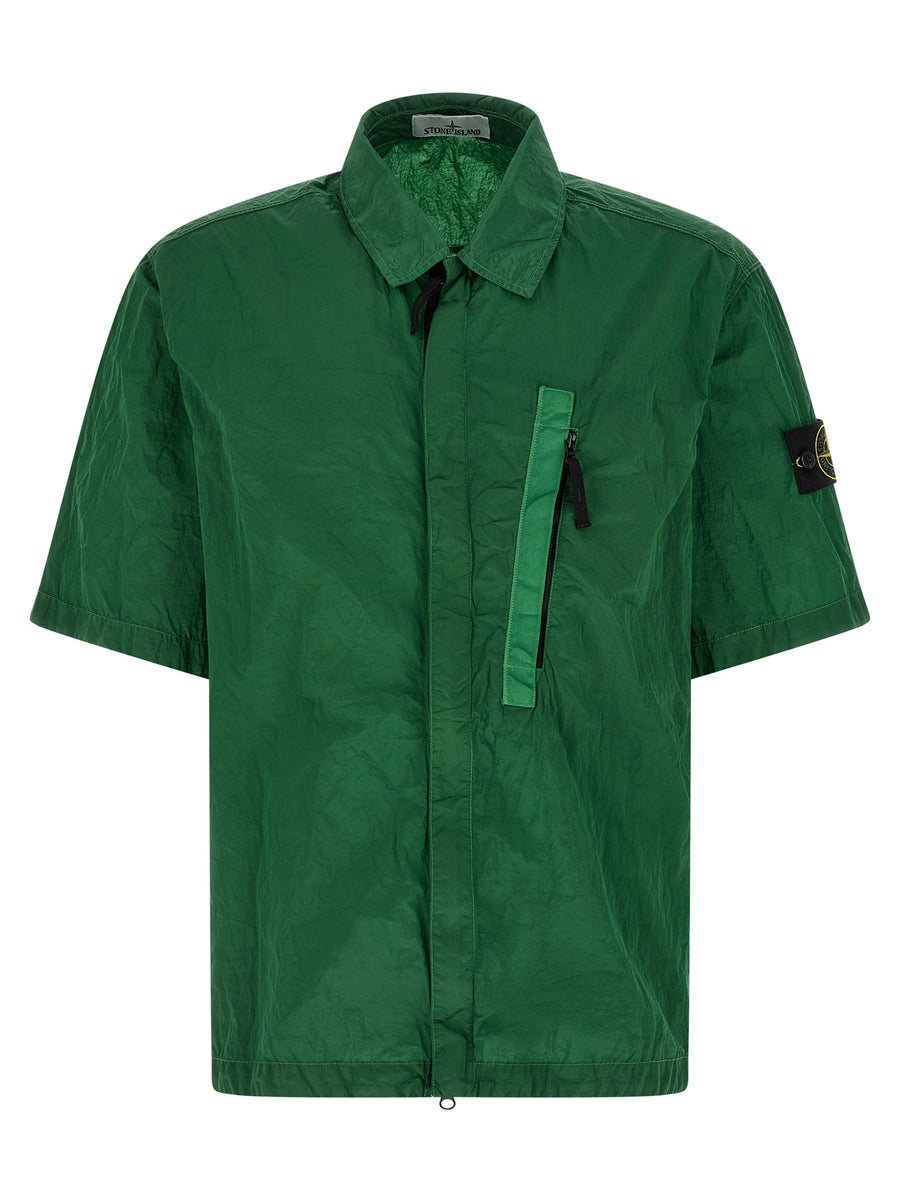 Stone Island 100% polyamide fibers overshirt in green