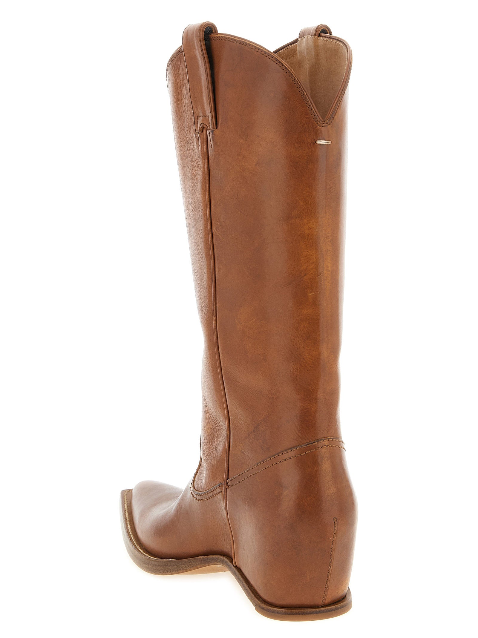 Maison Margiela 100% bovine leather (Bos Taurus) boot in brown — view 3