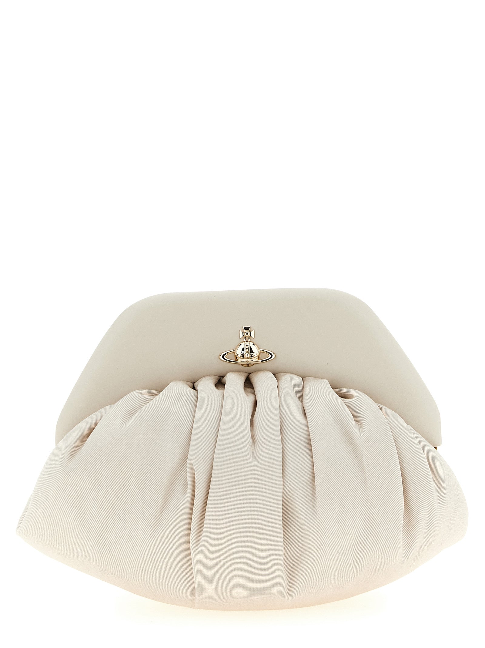 Beige Viscose Clutch Bag
