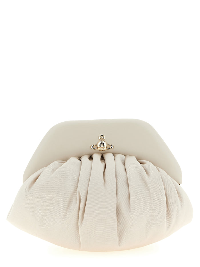 Beige Viscose Clutch Bag