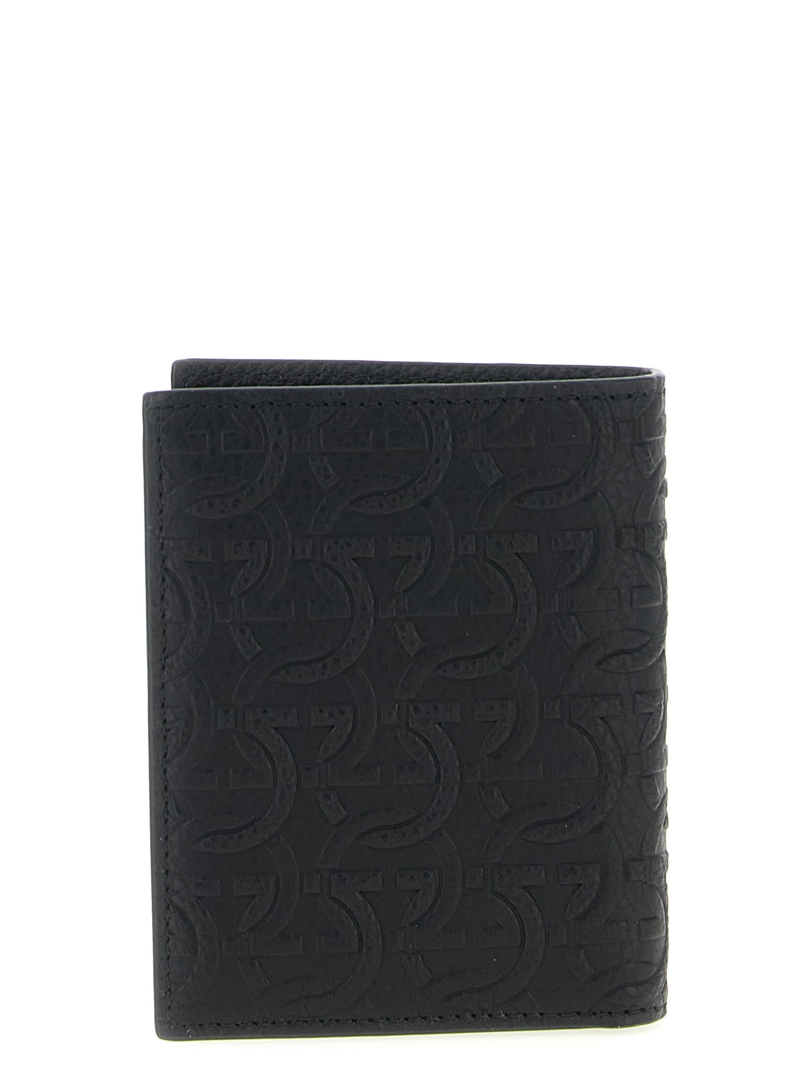 Ferragamo 100% calfskin leather wallet in black — view 2