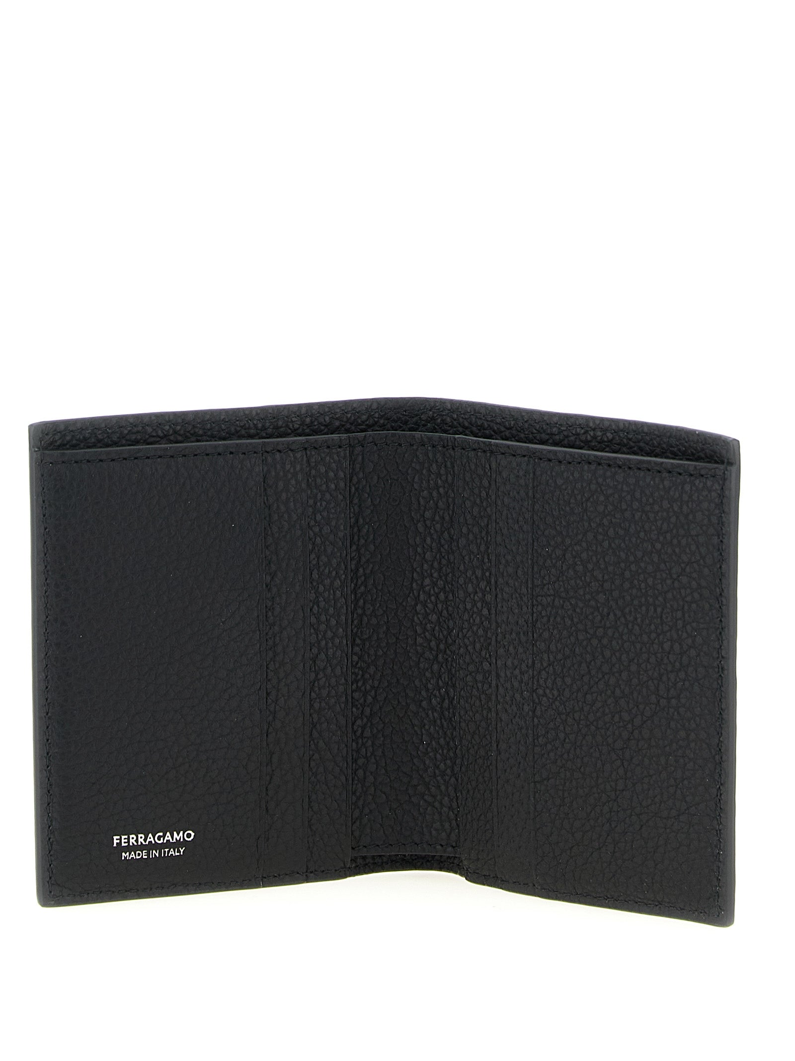 Ferragamo 100% calfskin leather wallet in black — view 3