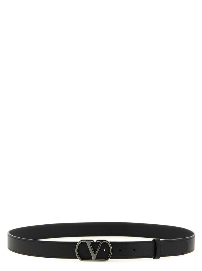 Valentino Garavani 100% calfskin leather belt in black