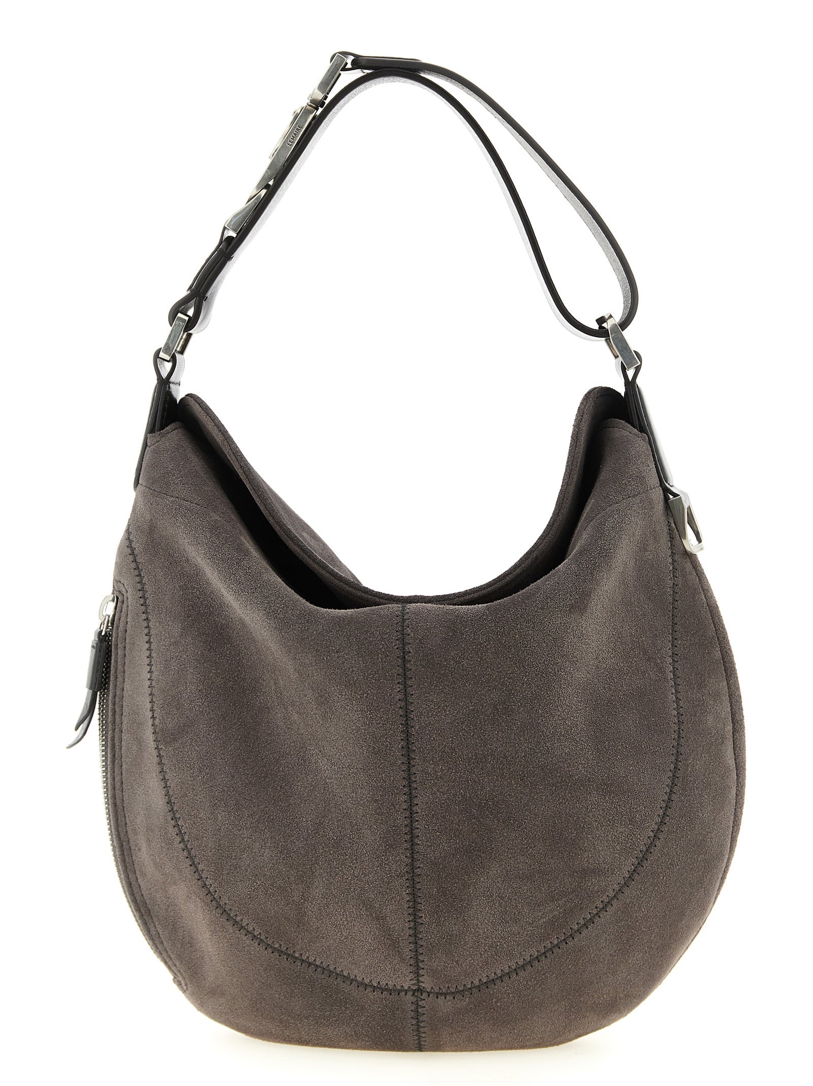 Gray Calfskin Shoulder Bag