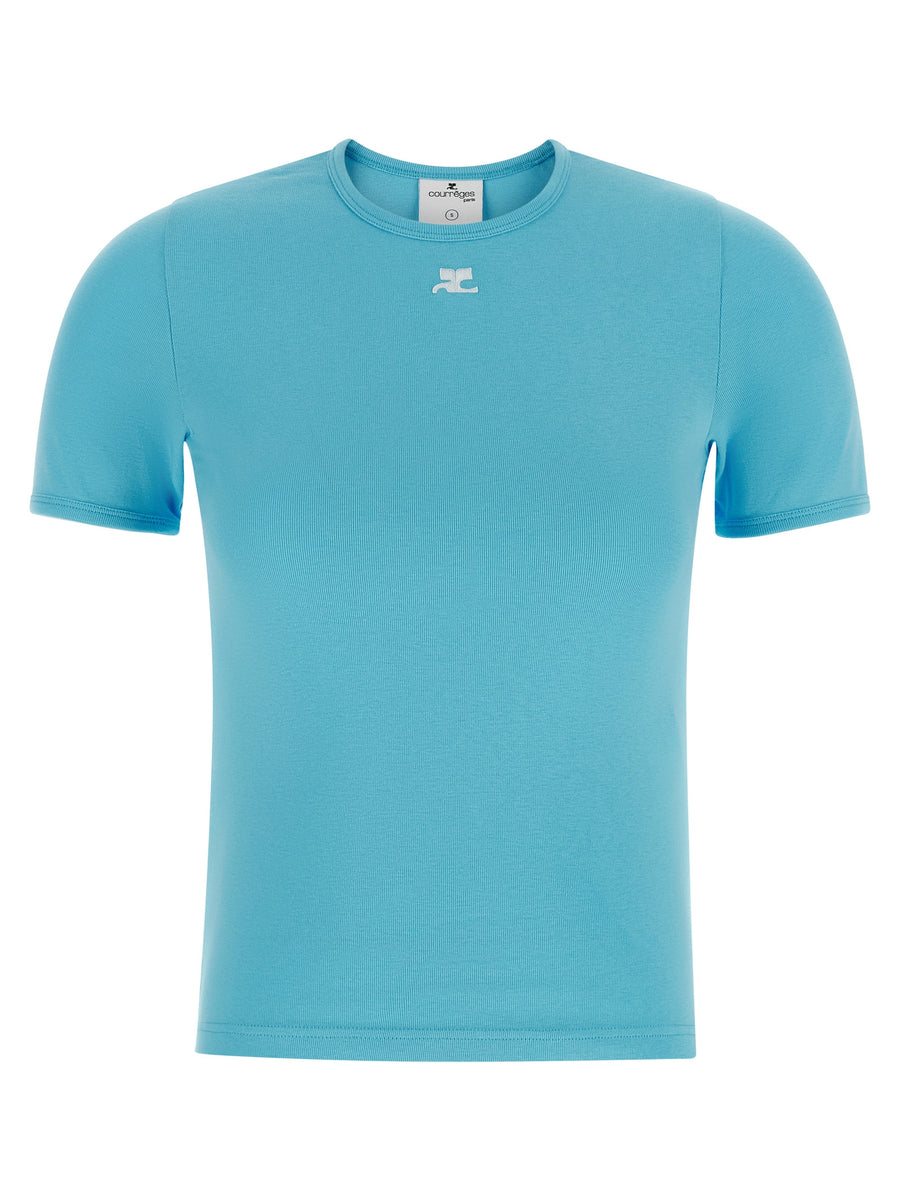 CourrèGes 100% cotton t-shirt in blue