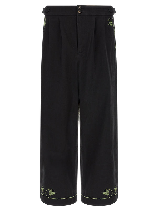 Bode 100% cotton trousers in black