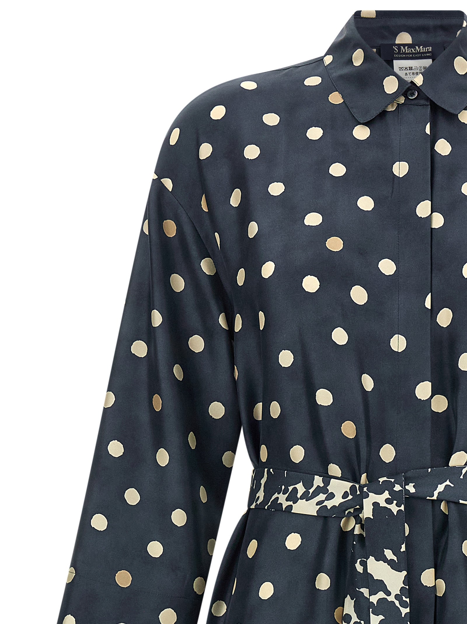 'S Max Mara 100% silk dress in navy — view 3