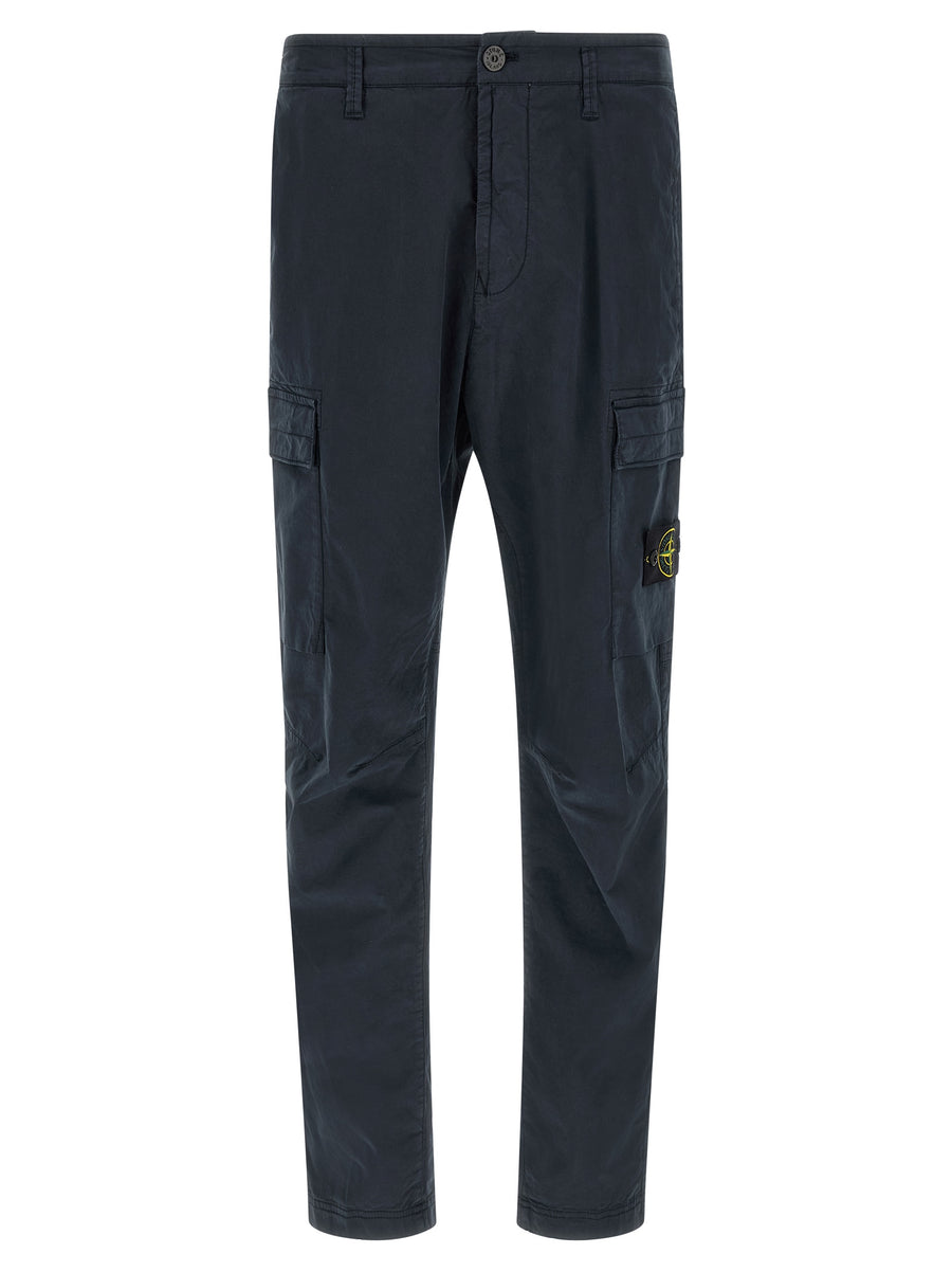 Stone Island 97% cotton cargo pants in blue