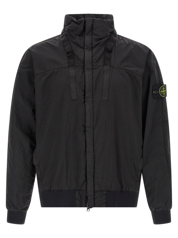 Stone Island 100% polyamide fibers bomber jacket in black
