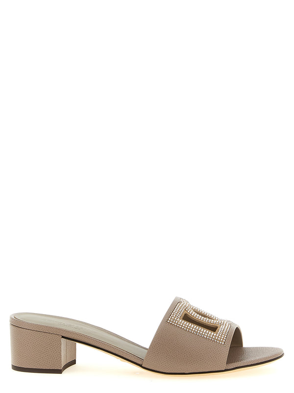 Dolce & Gabbana 65% calf leather mule in gray