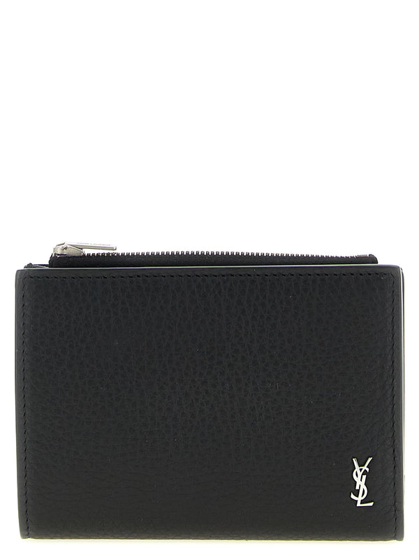 Saint Laurent 100% calfskin leather wallet in black