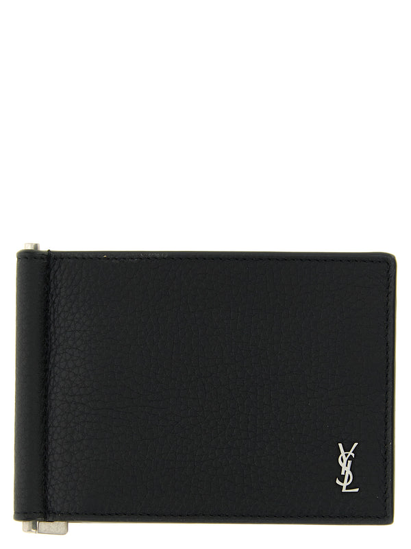 Saint Laurent 100% calfskin leather money clip in black