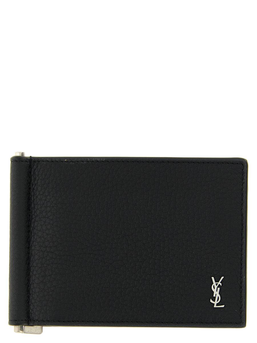 Saint Laurent 100% calfskin leather money clip in black