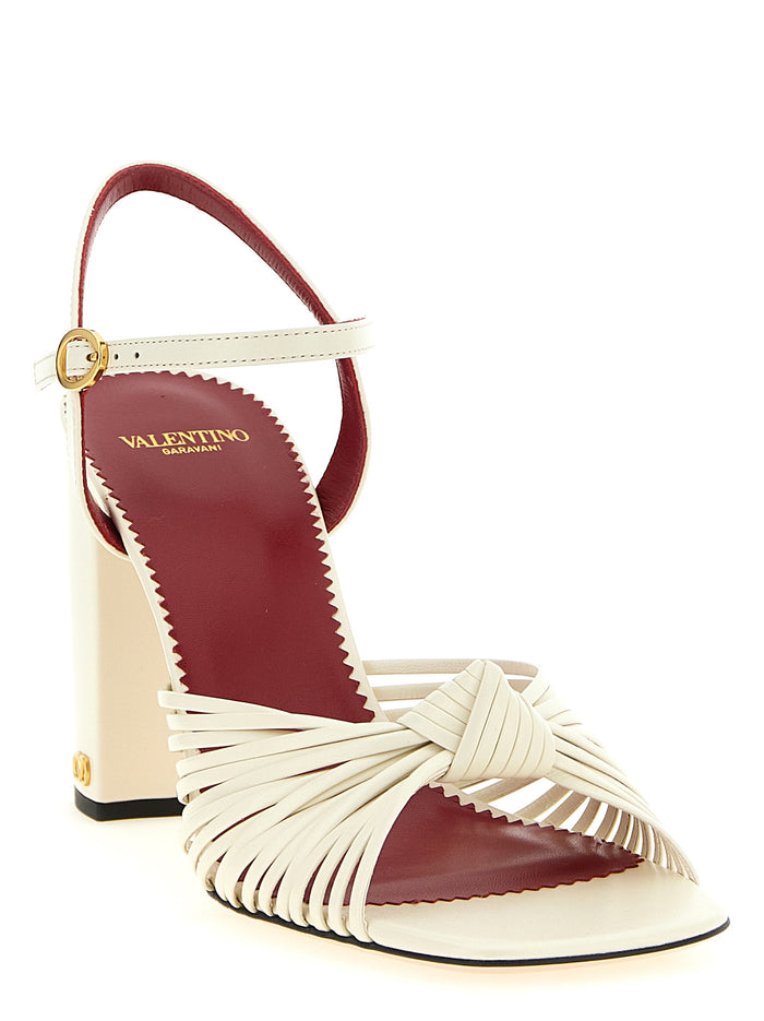 Valentino Garavani 100% goat leather sandal in white — view 2