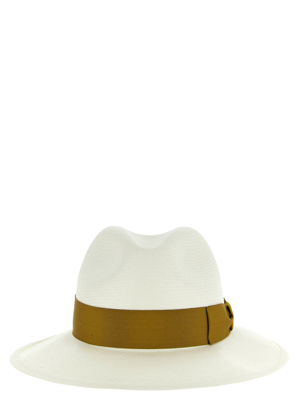 Borsalino BO333457BM 100% Panama straw (Carludovica Palmata palm fibers) fedora in brown