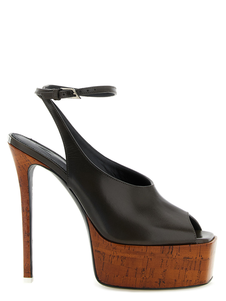 The Attico 80% calfskin leather platform heel in black