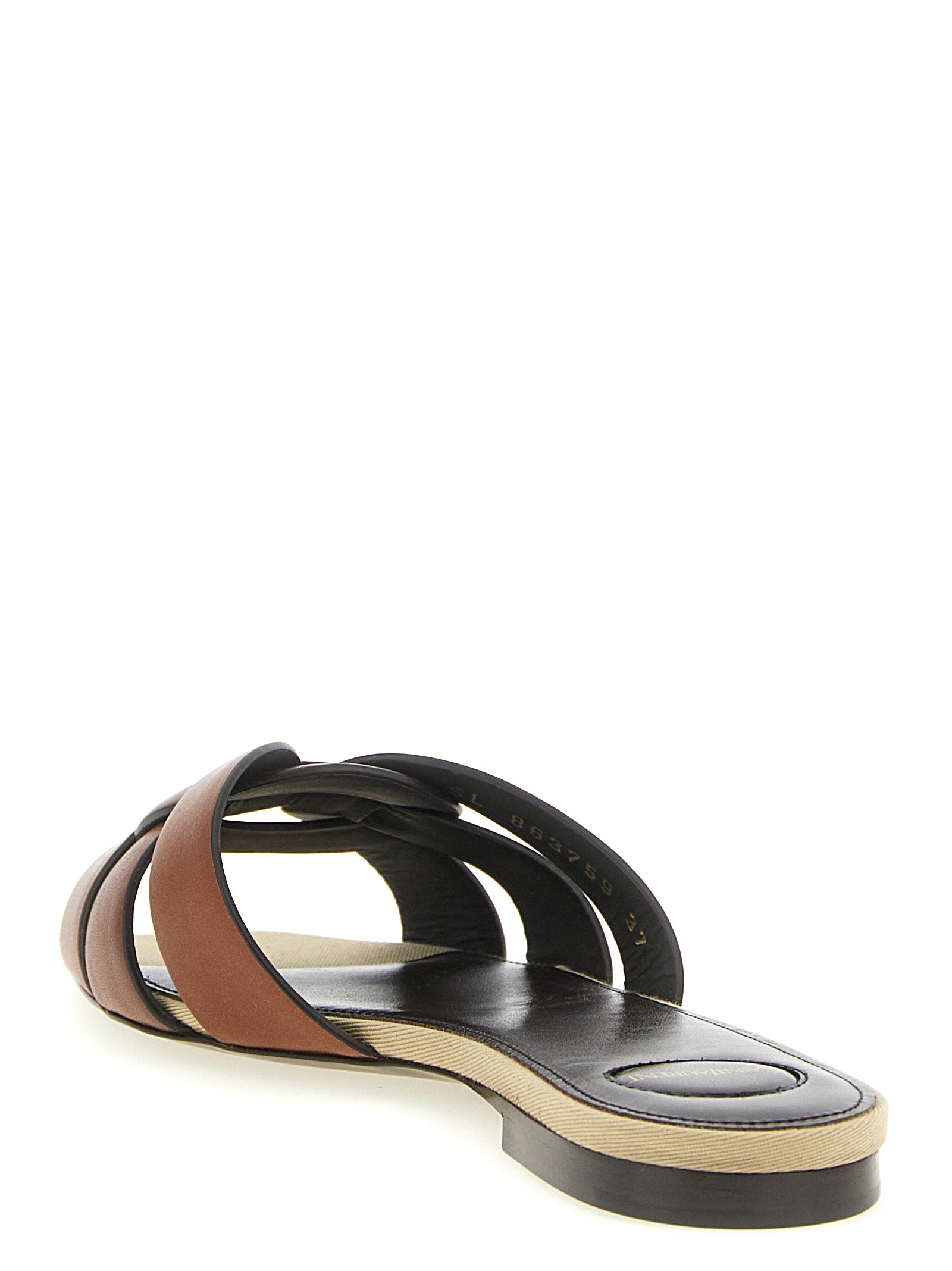 Saint Laurent 100% calfskin leather slide in brown — view 3
