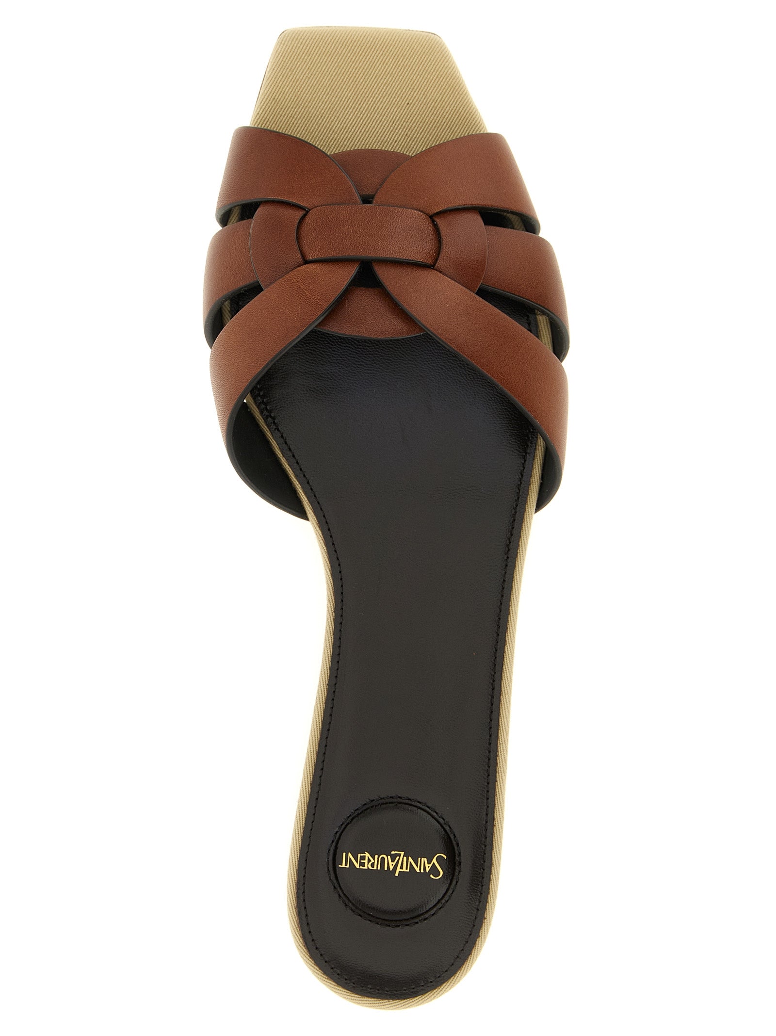Saint Laurent 100% calfskin leather slide in brown — view 4
