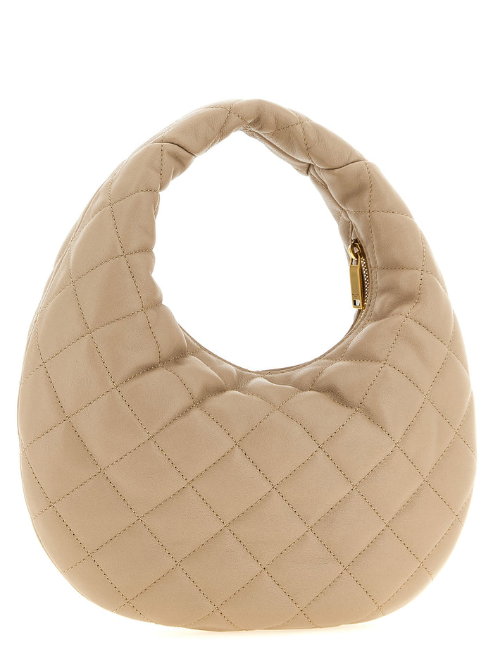 Beige Lamb Leather Handbag Bag