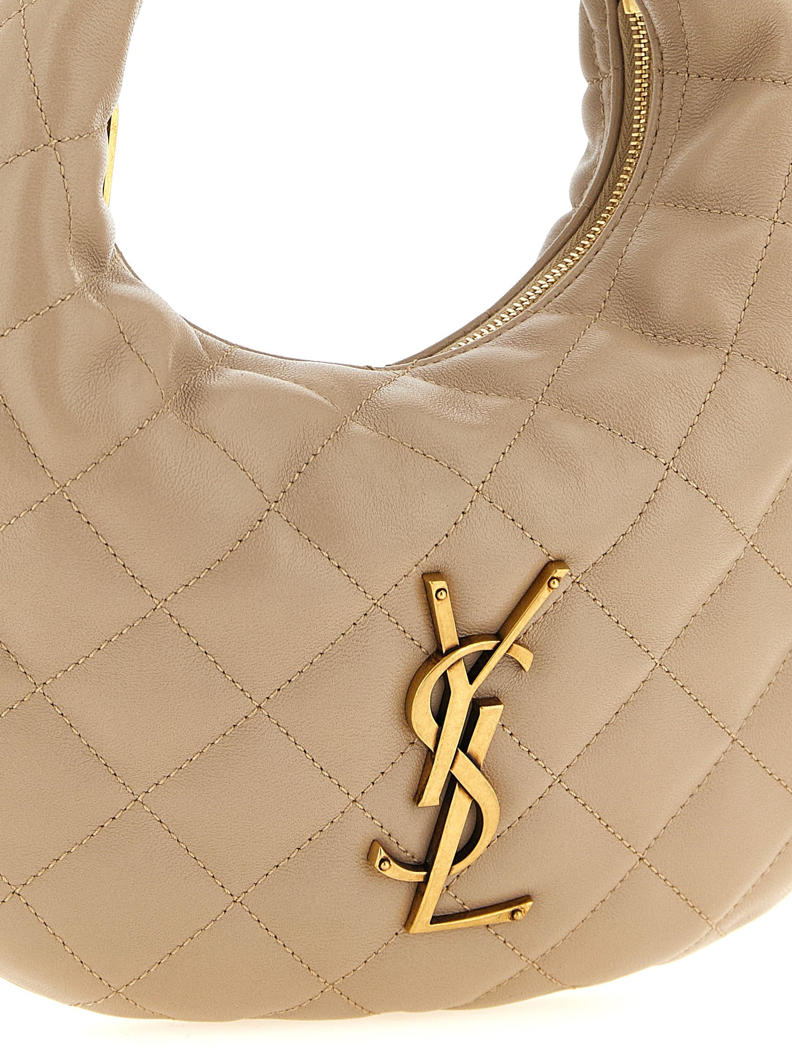 Beige Lamb Leather Handbag Bag