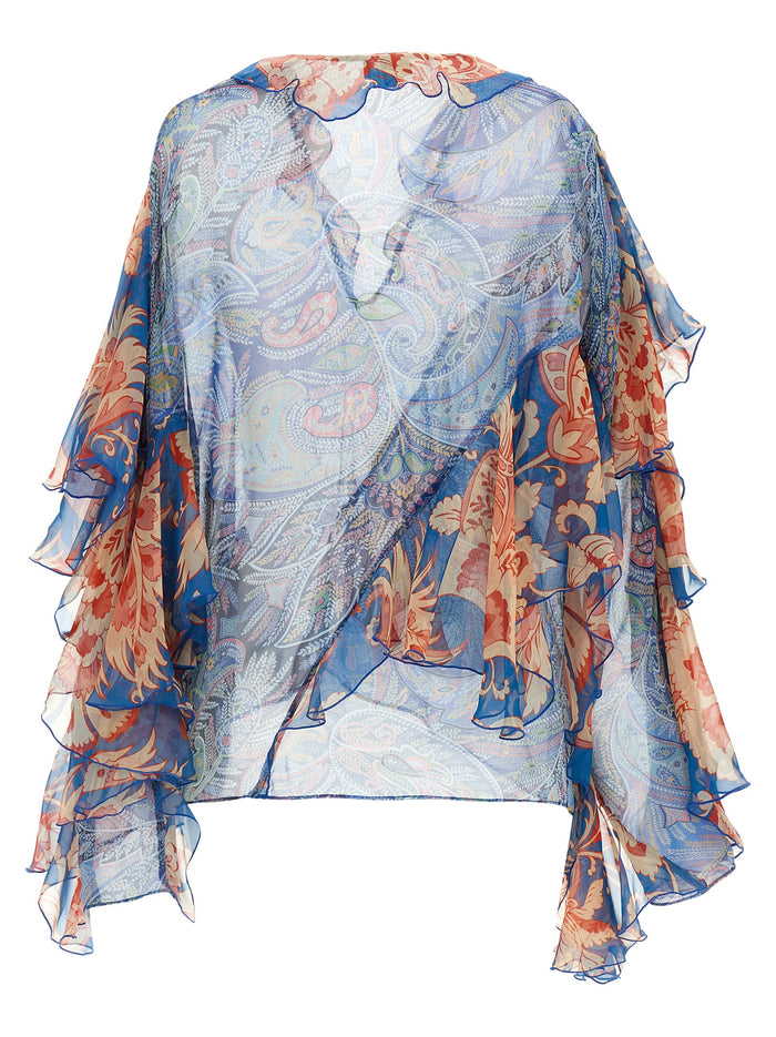 Etro 100% silk blouse in blue — view 2