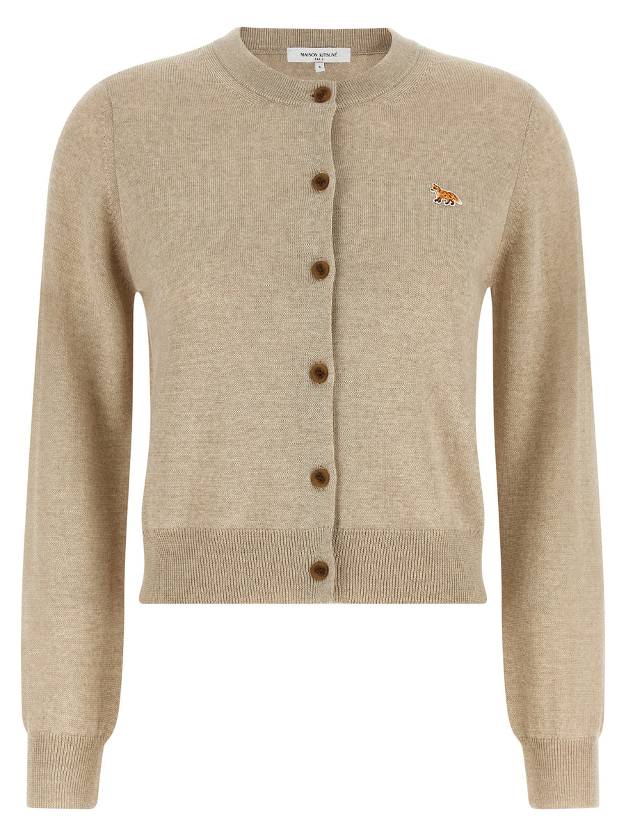 Maison Kitsuné 100% Extrafine Wool cardigan in beige