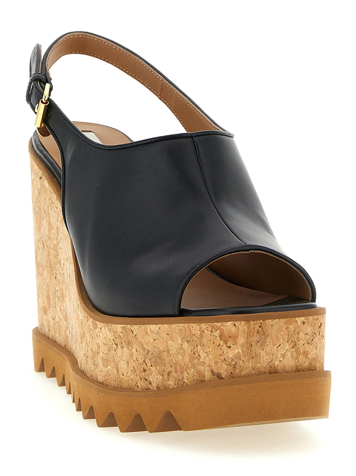 Stella McCartney 100% organic polyurethane wedge sandal in black — view 2