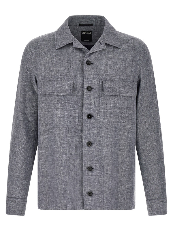 Zegna 46% Linen overshirt in gray